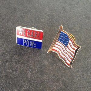 Vintage POW & Flag Lapel Pins